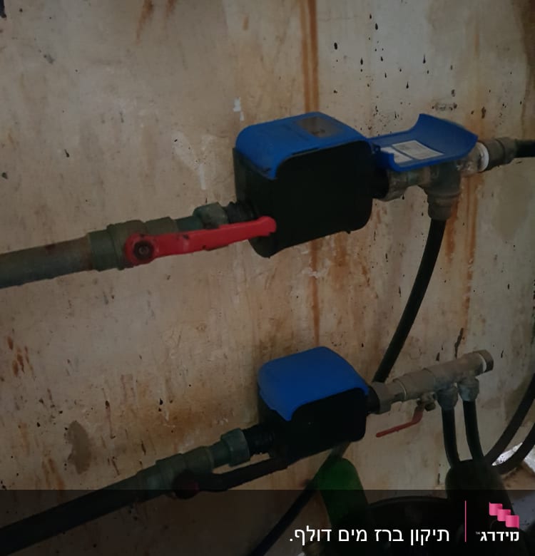 שסתומים וצינורות עם כיסויים כחולים